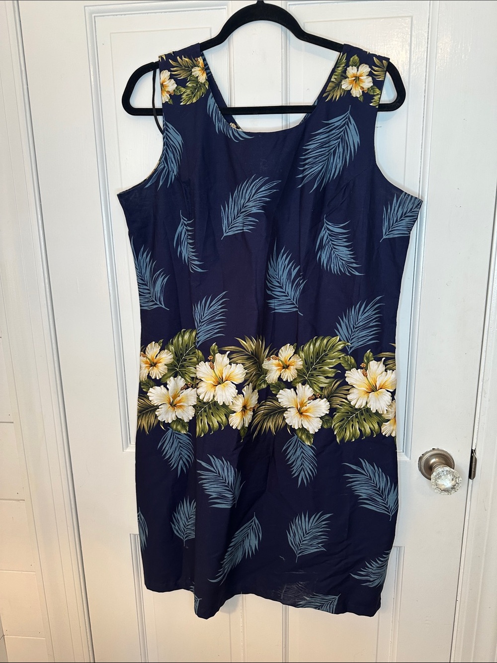 Ky’s Hawaiian Navy Tropical Floral Sleeveless Cotton Dress size 2XL EUC
